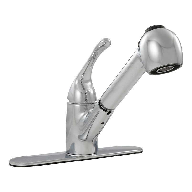 Single-Handle Pull-Out Sprayer Kitchen Faucet 803 Chrome — installed room view