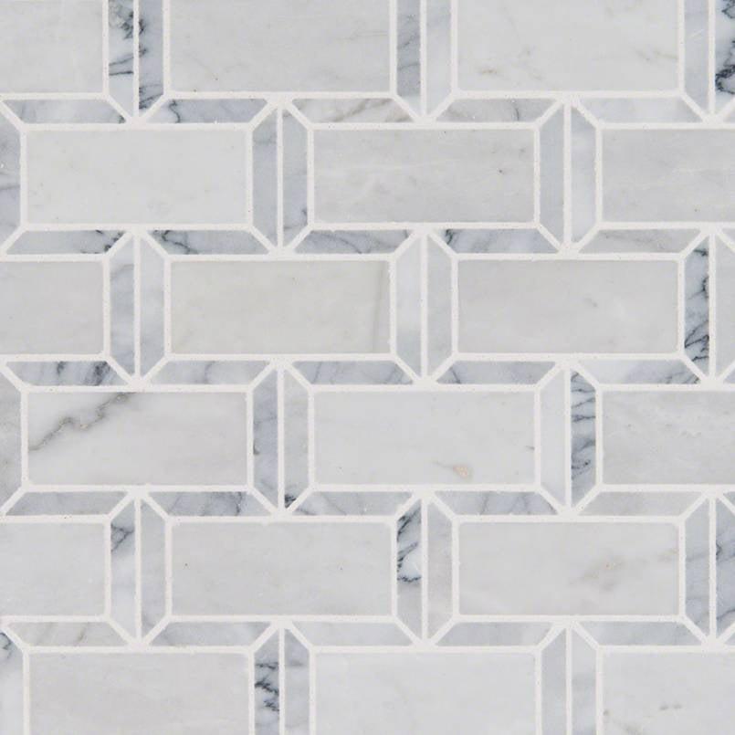 Arabescato Carrara Framework 2x4 Polished Marble Mosaic — clean product view