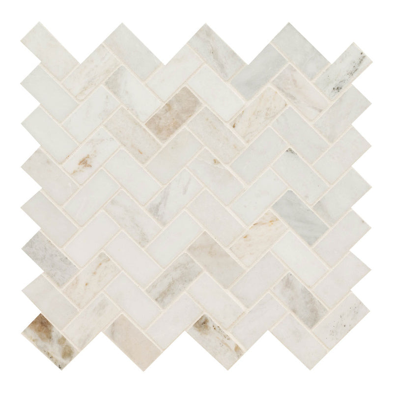 Arabescato Venato 1x2 Herringbone Honed Marble Mosaic product view