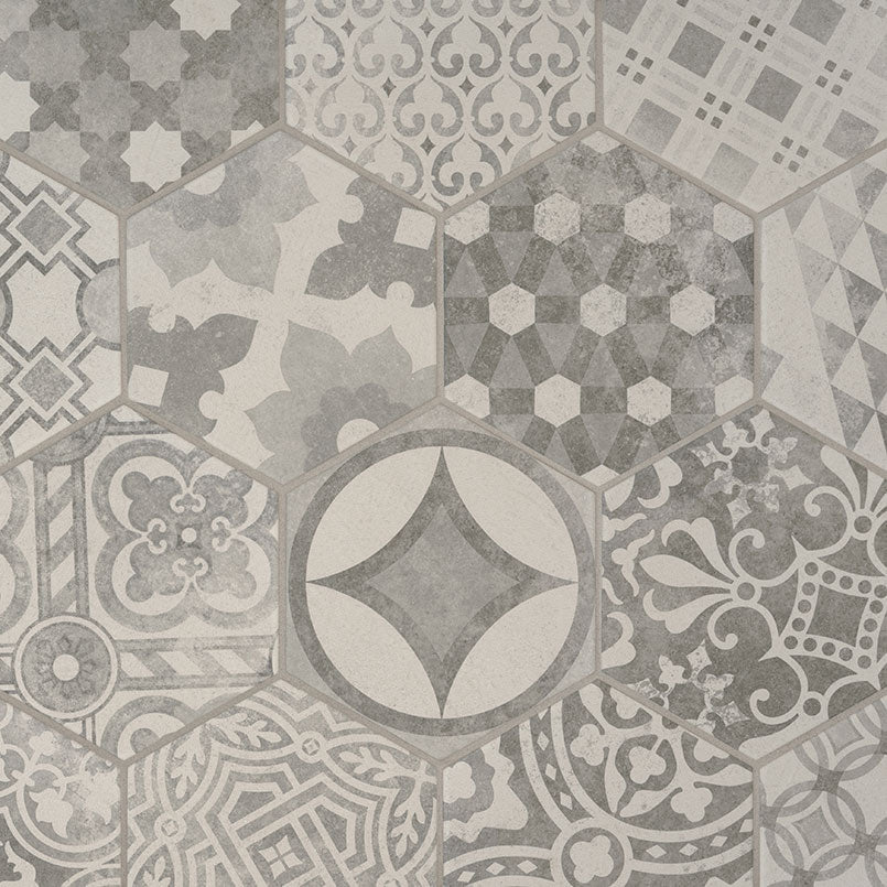 Kenzzi Mixana 7x8 Matte Encaustic-Look Porcelain Hexagon Tile — clean product view