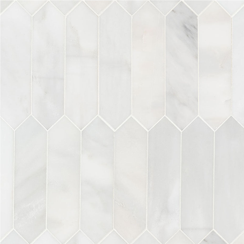Arabescato Carrara 3x12 Picket Honed Marble Mosaic — clean product view
