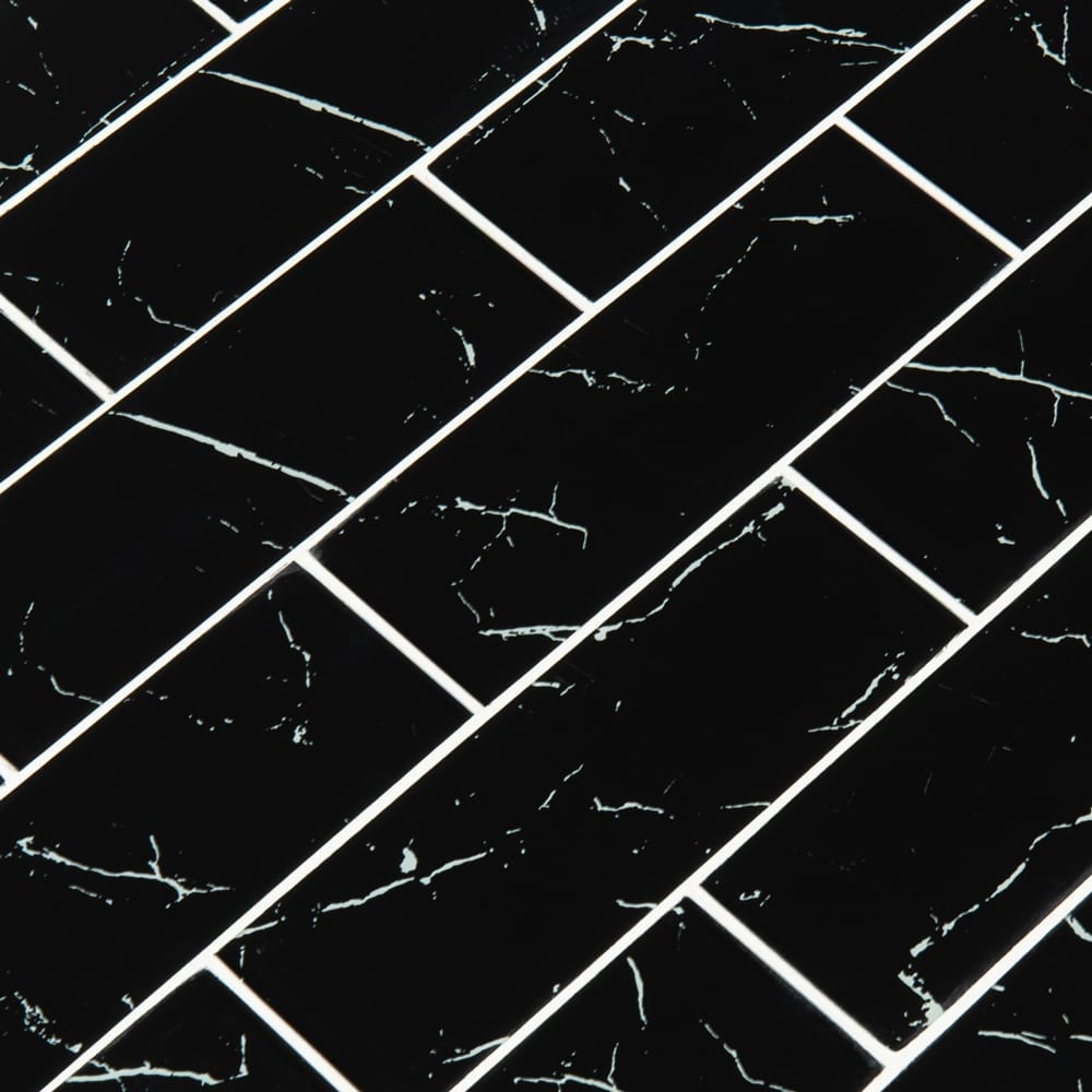 Nero Marquina 3x9x8mm Glass Tile — clean product view