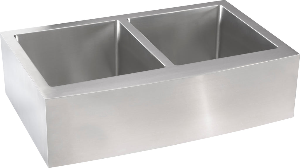 16-Gauge Stainless-Steel Farmhouse Apron Double-Bowl 50/50 Sink — clean product view — color Light gray stainless steel