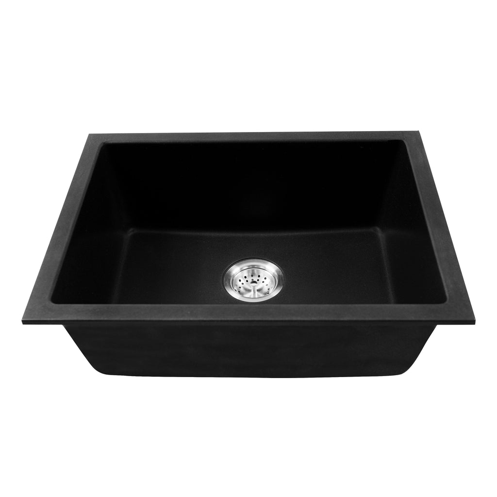 Quartz Composite Straight Single-Bowl Sink 2418 — clean product view — color Black