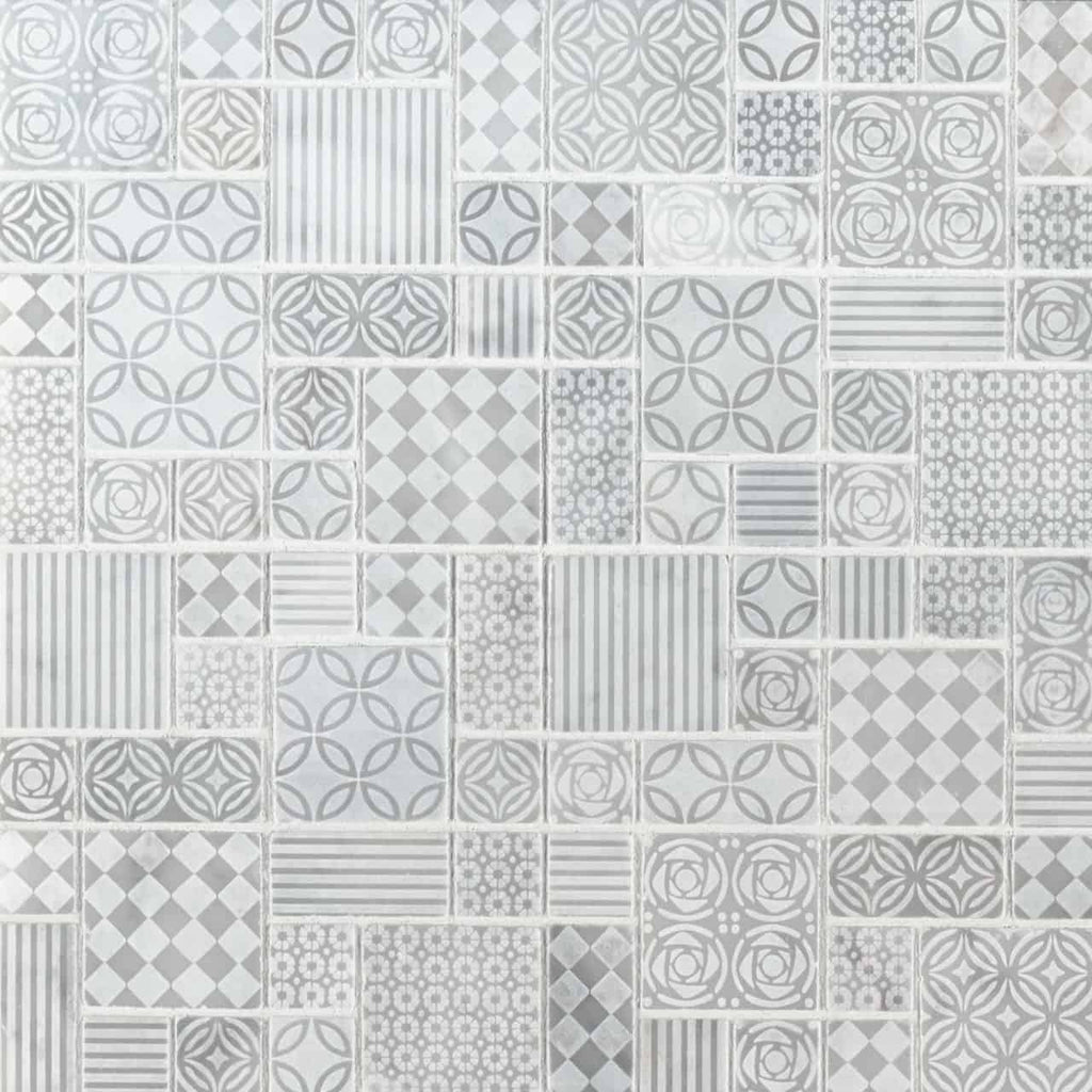 Tetris Blanco and Nero 10mm Marble Mosaic product view