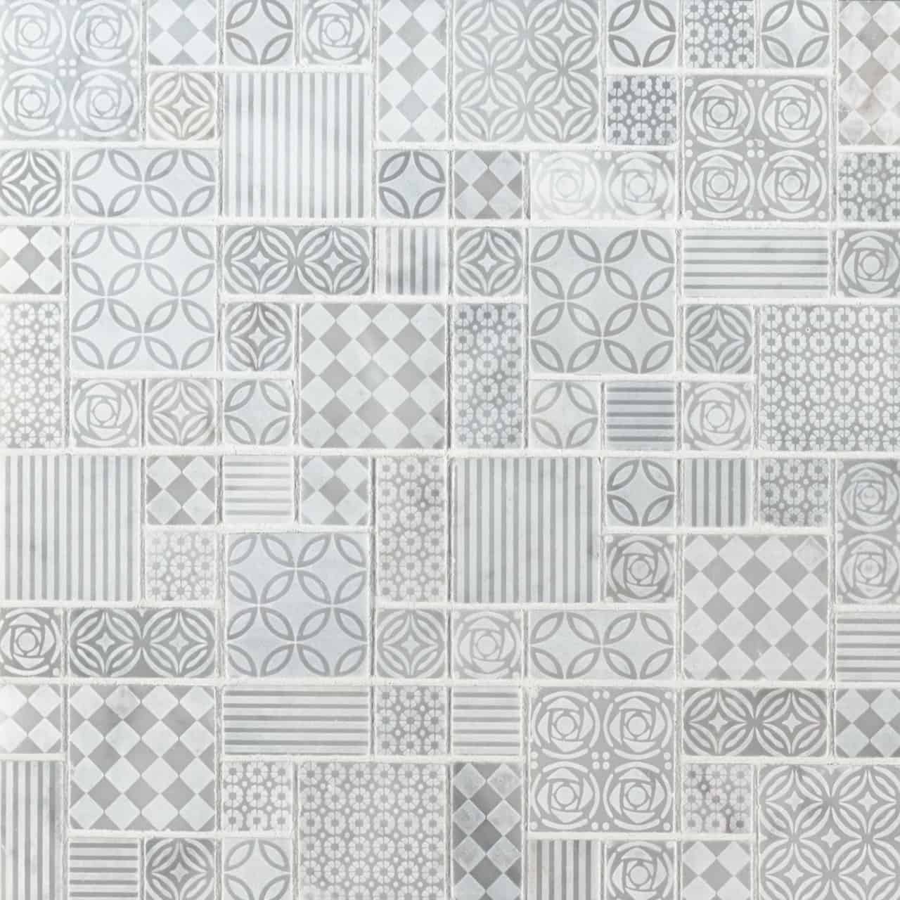Tetris Blanco and Nero 10mm Marble Mosaic product view