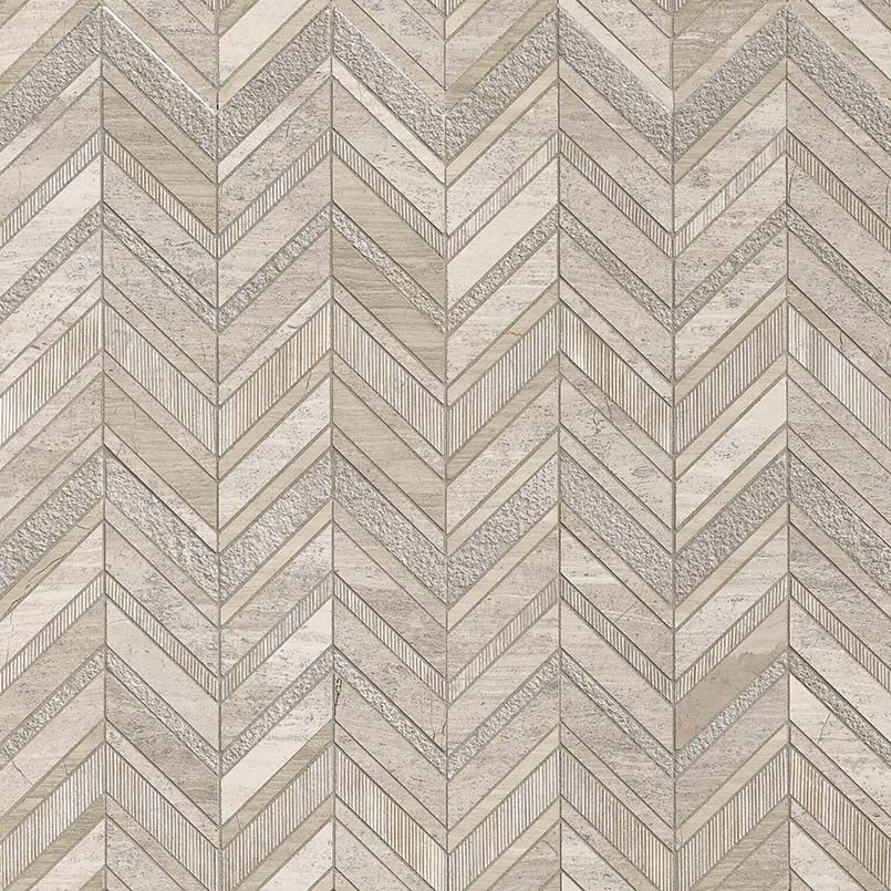 White Quarry Chevron 10mm Marble Mosaic — clean product view