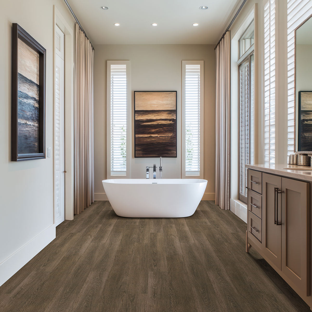 Acclima Glue-Down Luxury Vinyl Plank — installed room view — color Louis Hill