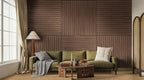 Acoustic Wood Slat Sable, supplier installed-room example — 24 × 48 panel design