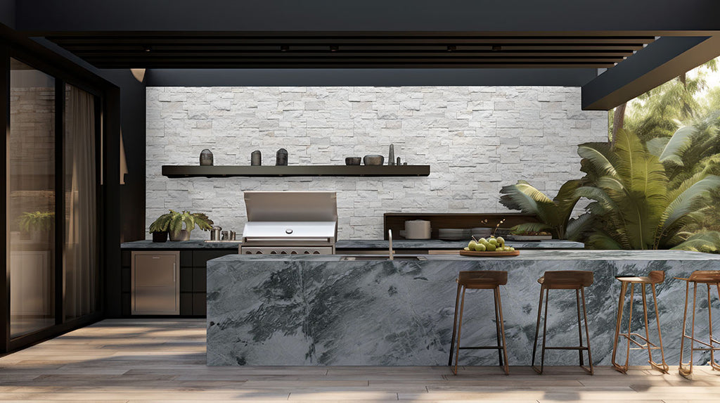 Acquatic Quartzite Slab — room scene