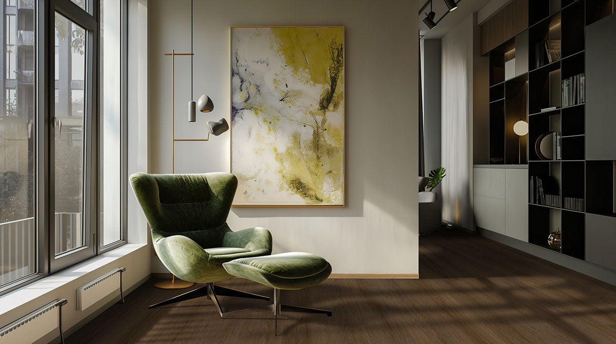 Studio 9x48 9mm Waterproof Rigid-Core LVP — installed room view — color Adlar