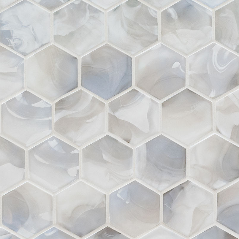 Akoya Pearl 3-Inch Hexagon Mosaic Tile — clean product view — color Pearl