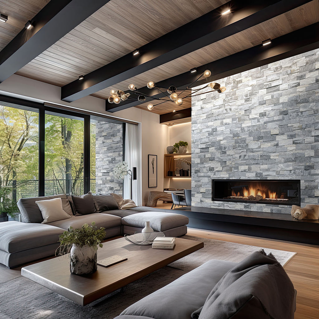 Alaska Gray XL Rockmount panels — installed room view