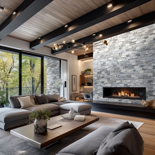 Alaska Gray XL Rockmount panels — installed room view