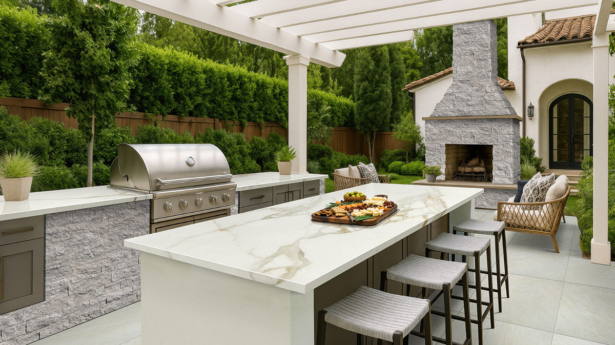 Legions Quartz White Porcelain Paver - installed example (representative)