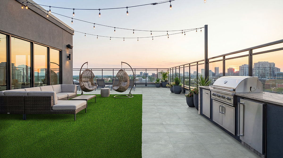 Vulkon Grey Porcelain Paver - installed example (representative)