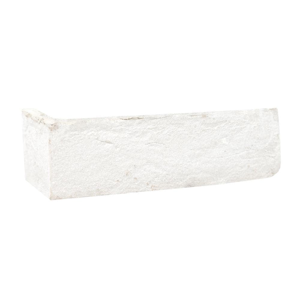 Alpine White Clay Brick Corner Piece — clean product view