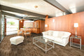Balboa 6x24 Matte Wood-Look Ceramic Tile — installed room view — color Amber