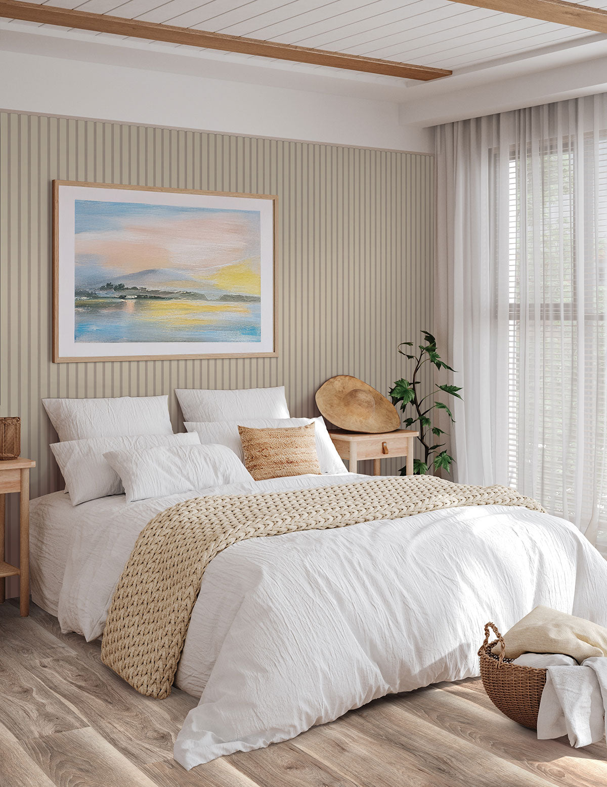 Andover Waterproof Rigid Core Luxury Vinyl Plank — installed room view — color Highcliffe Greige