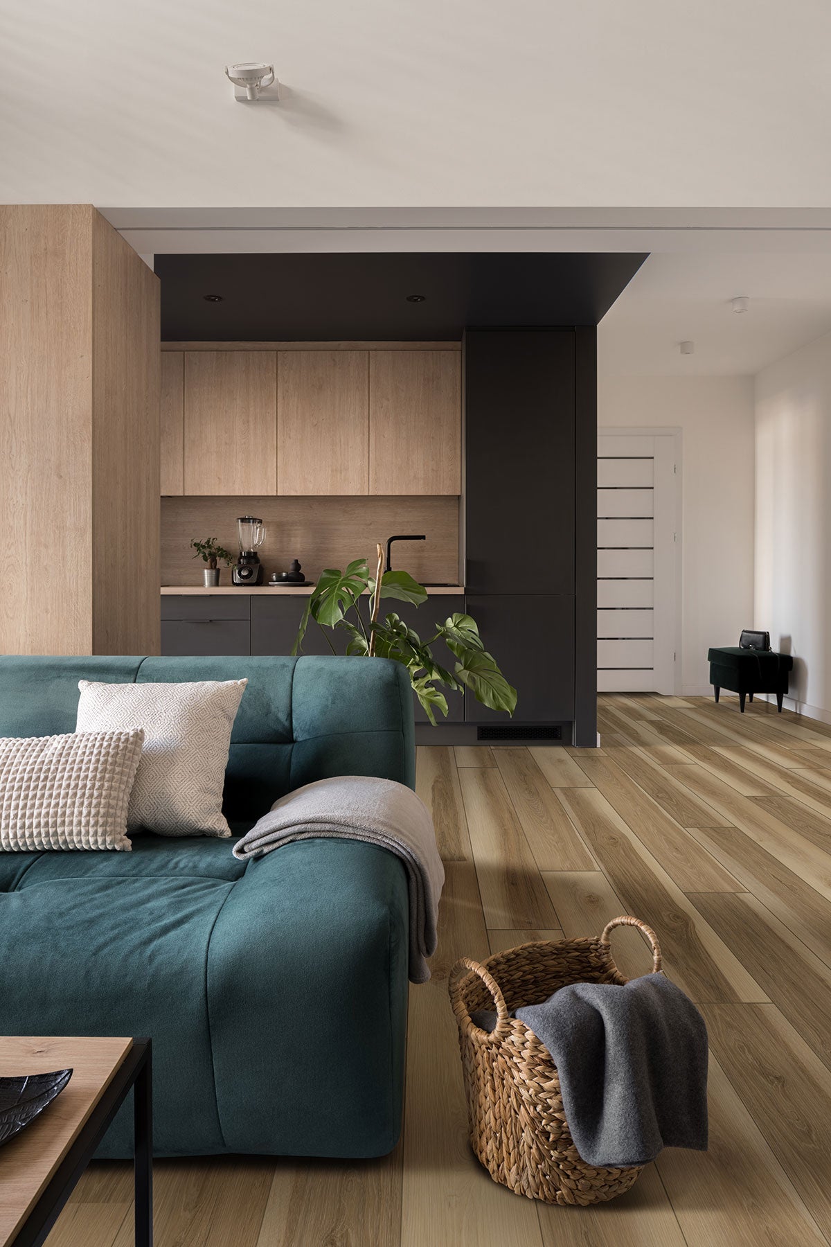 Andover Waterproof Rigid Core Luxury Vinyl Plank — installed room view — color Wilton