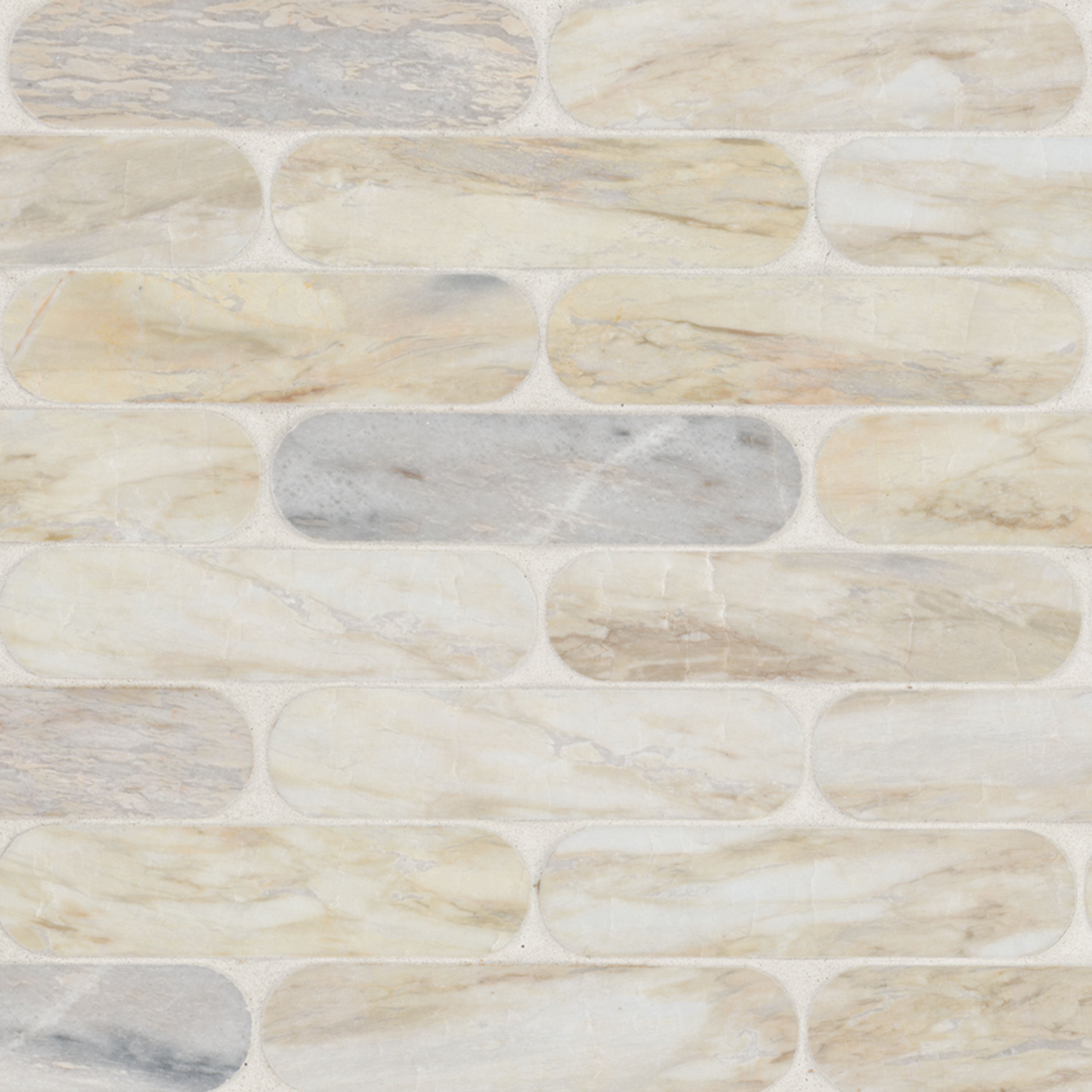 Angora Ellipse Polished Marble Mosaic — clean product view — color Ellipse Polihsed