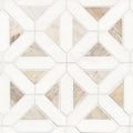 Angora Geometric Pattern Polished Marble Mosaic — clean product view — color Warm white, cream, beige and soft gray