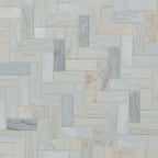 Angora Herringbone Polished Marble Mosaic — isometric scale view