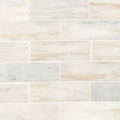Angora Subway 2x6 Polished Marble Tile — clean product view — color Warm white and soft beige