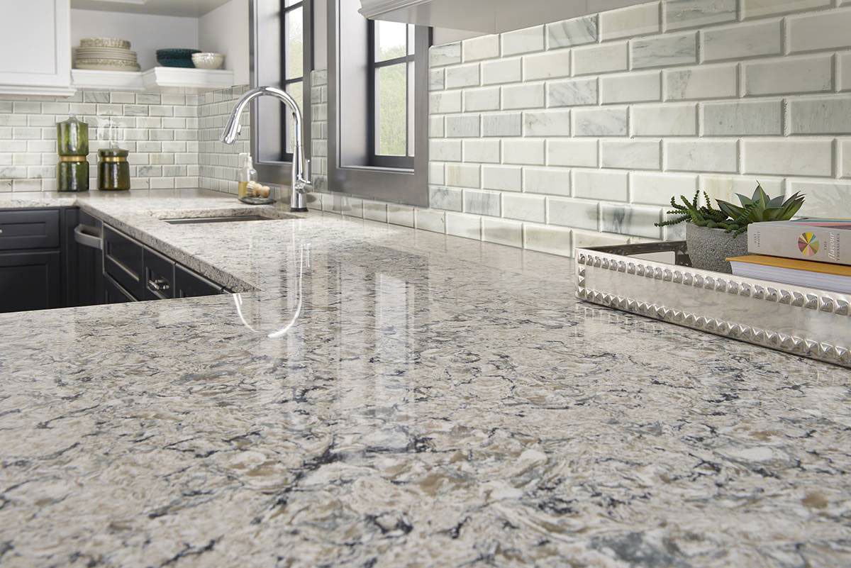 Arabescato Carrara 2x4 Honed and Beveled Marble Mosaic — installed room view — color Cool white with soft dusty-gray veining