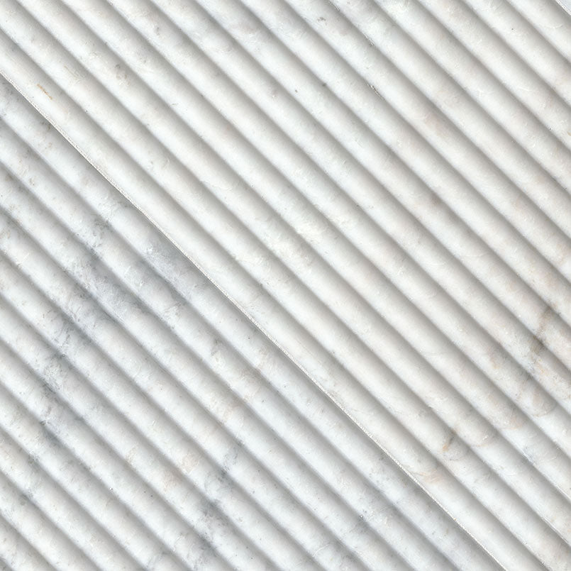 Arabescato Venato Milano Ribbo 12x24 Honed Fluted Marble Wall Tile — isometric scale view — color Venato