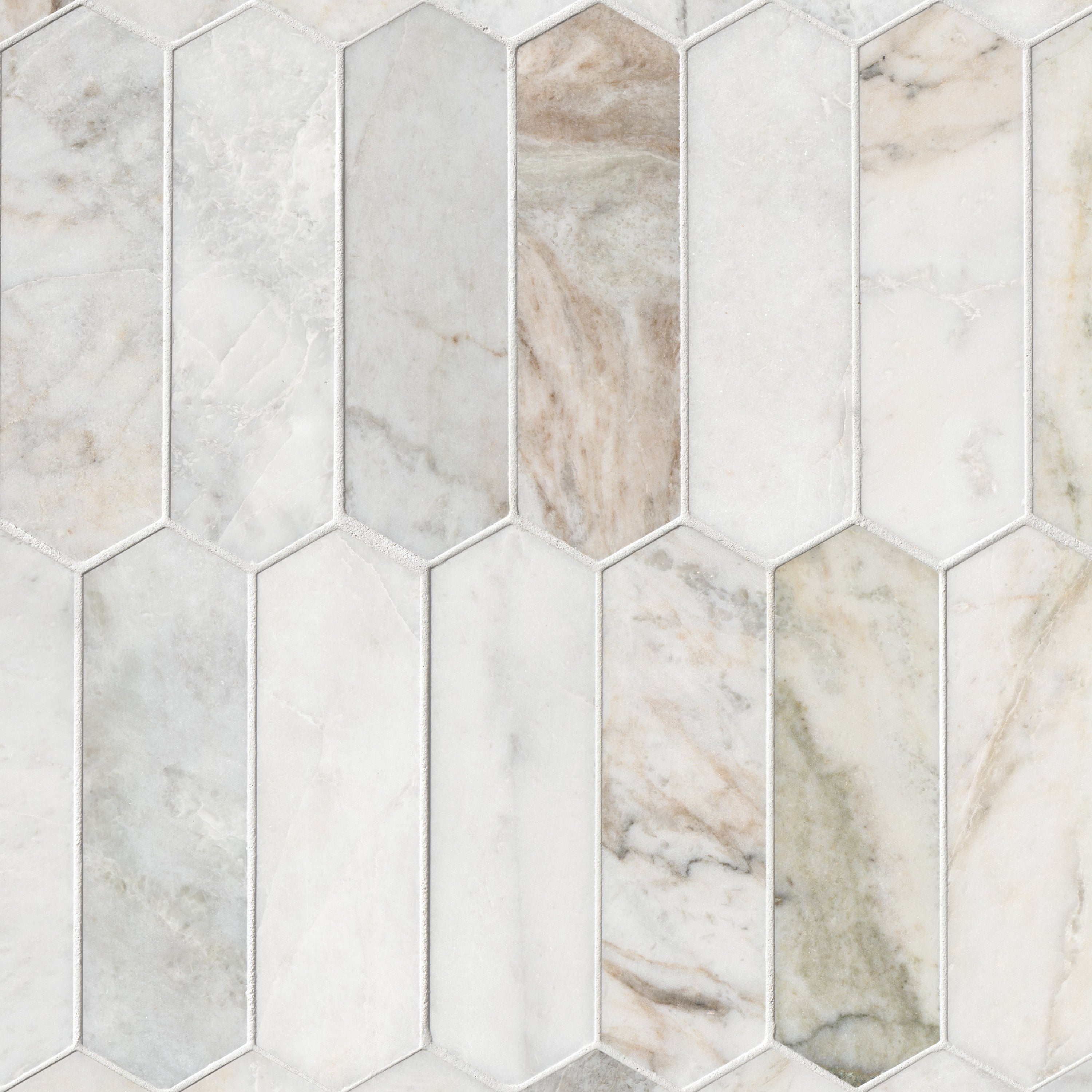 Arabescato Venato Picket Honed Marble Mosaic — clean product view