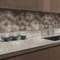 Arctic Storm Arabesque Marble Mosaic — installed room view — color Storm