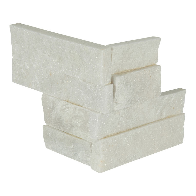 RockMount M-Series 4.5x9 Natural-Stone Mini Panel Corner — close-up texture view — color Arctic White