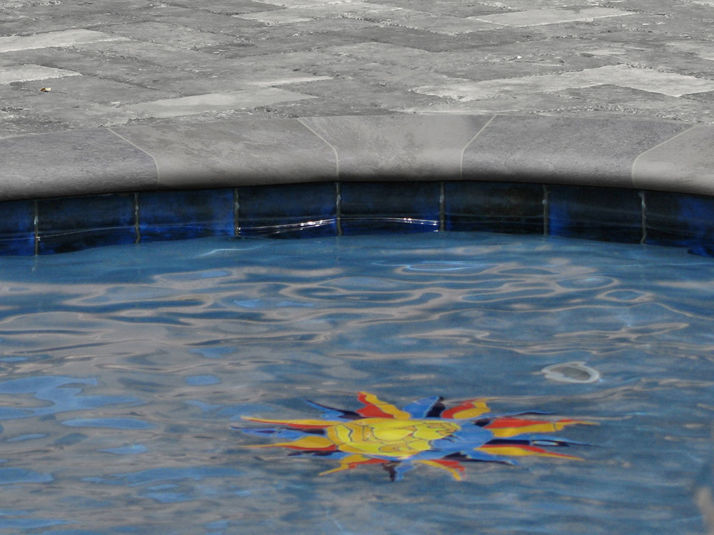 Argento Travertino Porcelain Pool Coping - installed example (representative)