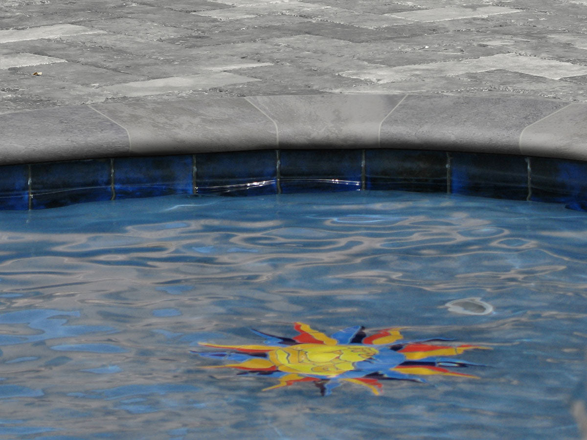 Argento Travertino Porcelain Pool Coping - installed example (representative)
