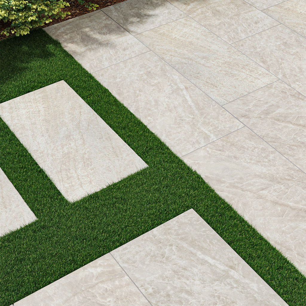 Legions Taja Ivory Porcelain Pool Coping - installed example (representative)