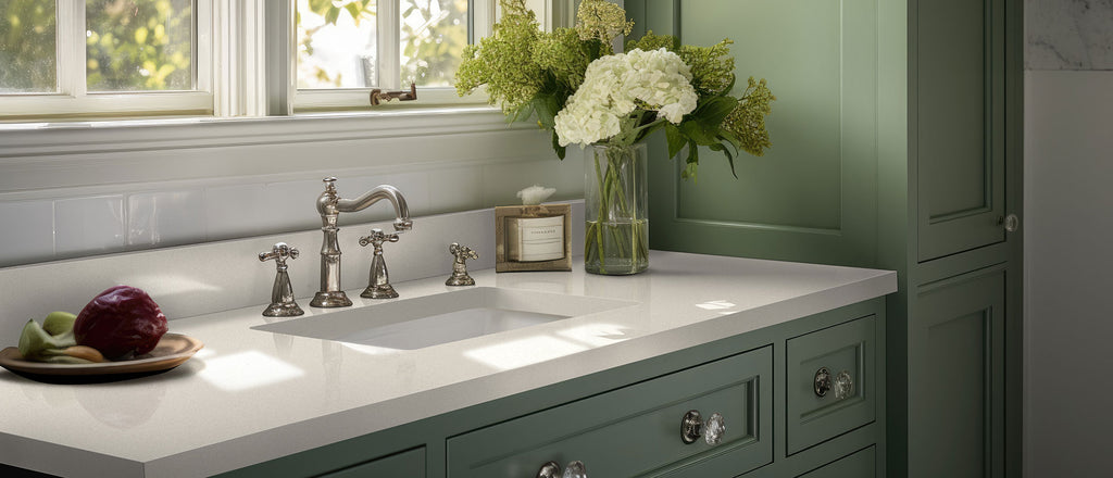 Aruca White quartz — room scene