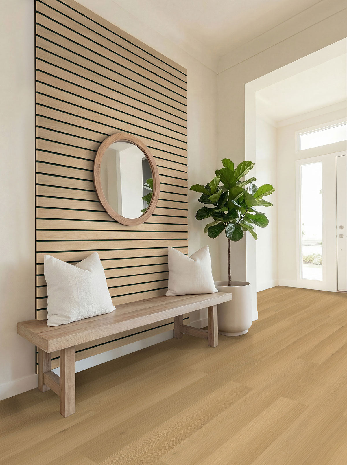 Ashton 2.0 Waterproof Rigid Core Luxury Vinyl Plank — installed room view — color Bayshore Linen