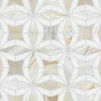 Athena Gold Estrella Polished Marble Mosaic — isometric scale view — color Gold Estrella