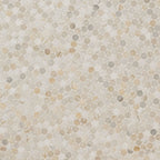 Athena Gold Penny Round Honed Marble Mosaic — isometric scale view — color Gold