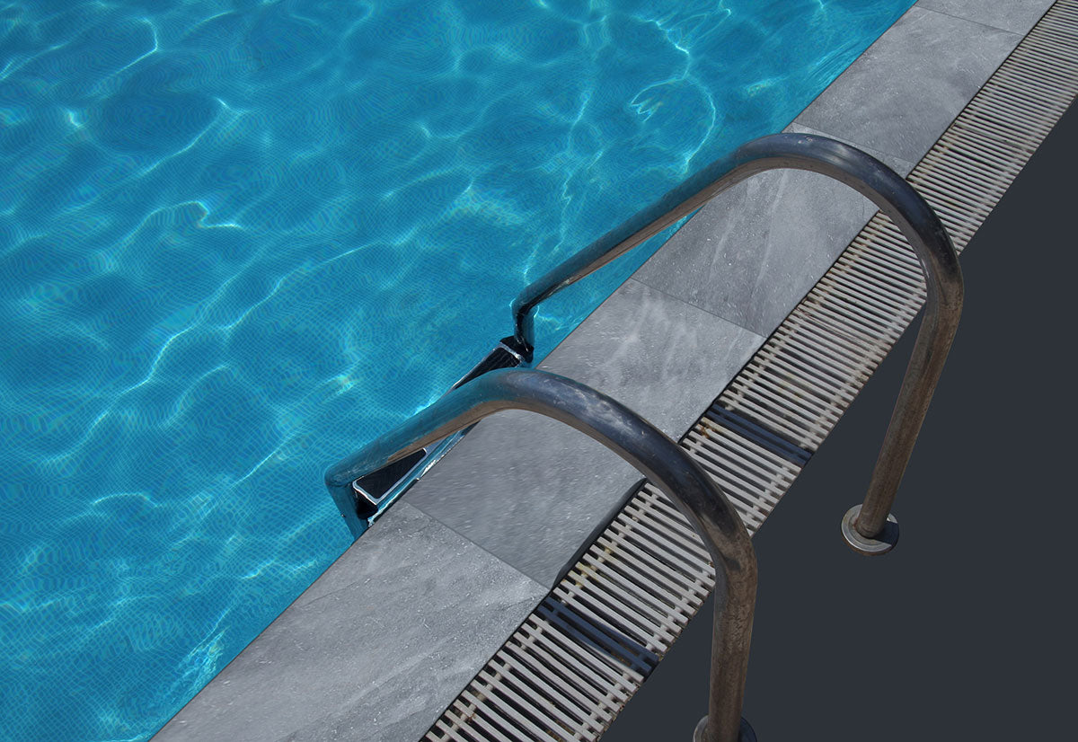 Atlantic Blue Natural Stone Pool Coping - installed example (representative)