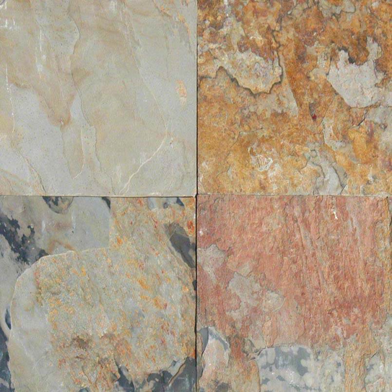Autumn Gauged Slate Tile — clean product view — color Multicolor warm gold, salmon, beige and gray