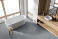 Aylana Gris 12x24 Matte Porcelain Tile — installed room view — color Gris