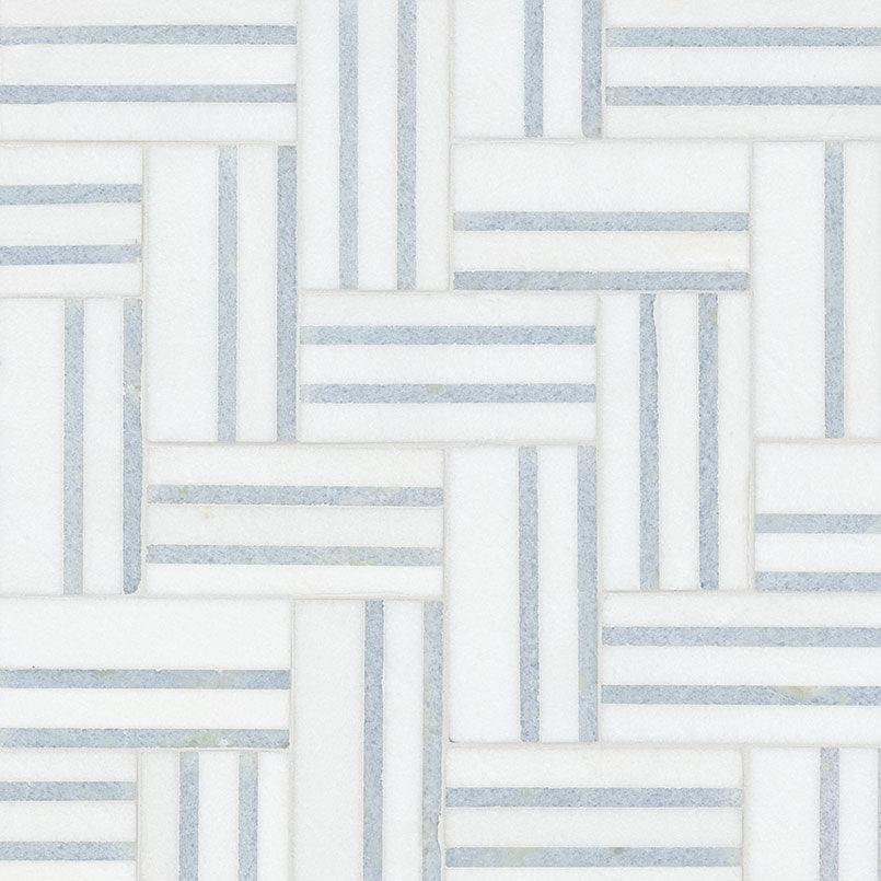 Azula Linea Polished Marble Mosaic — isometric scale view — color Linea