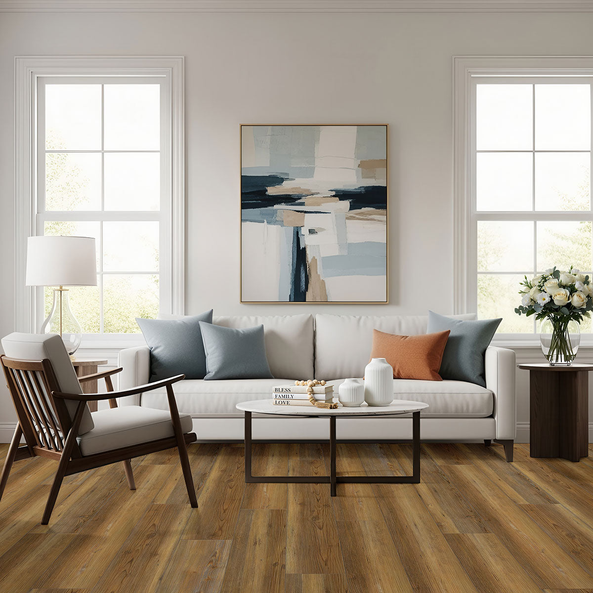 XL Cyrus 9x60 Waterproof Rigid-Core Luxury Vinyl Plank — installed room view — color Barnstorm