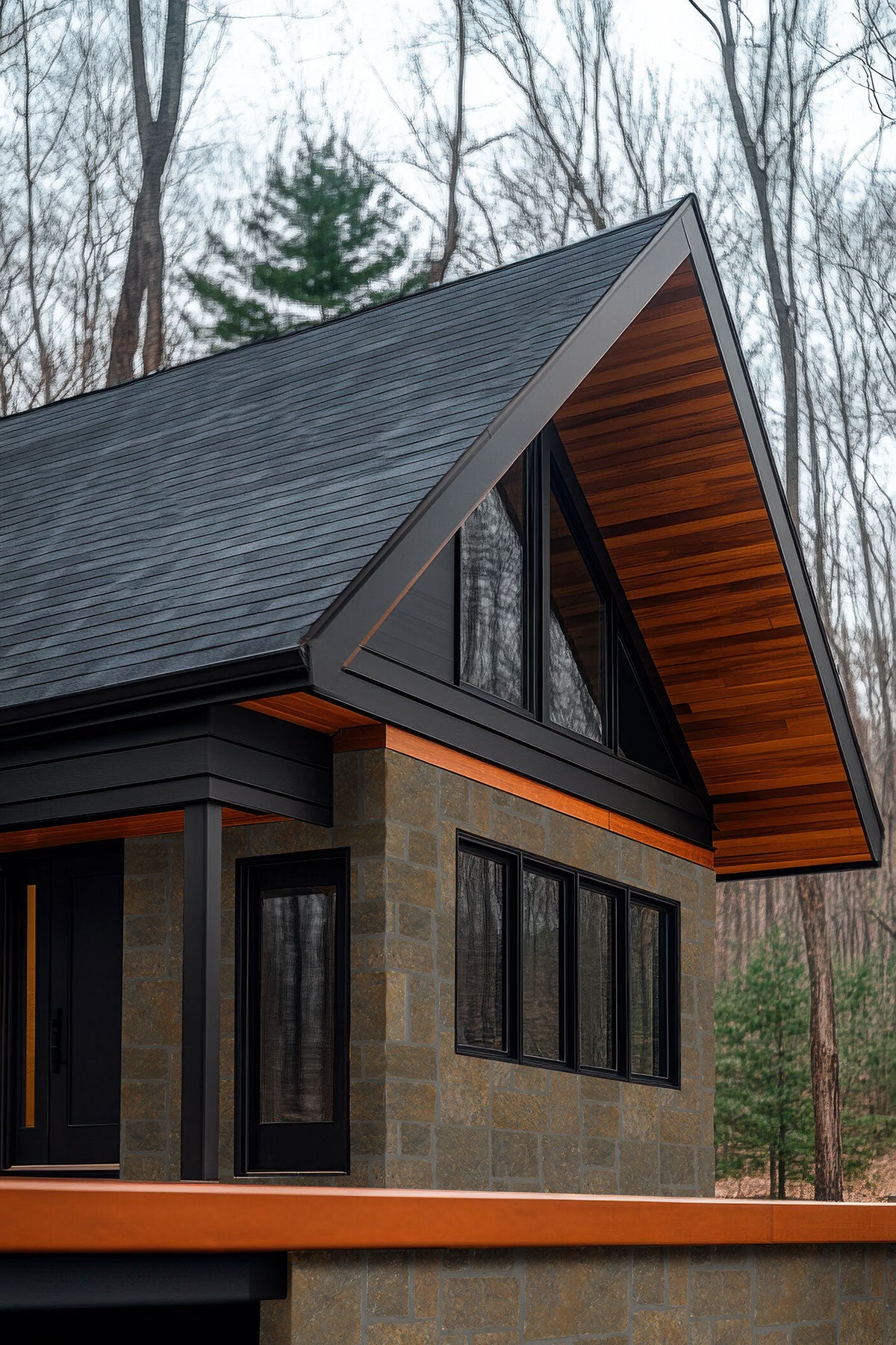 Rockmount Natural-Stone Squares and Rectangles Veneer — installed room view — color Bedford