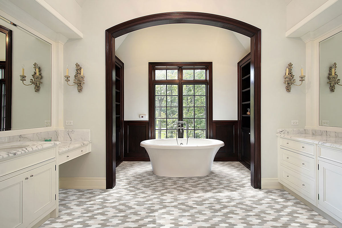 Bellagio Blend Elongated Hexagon Marble Mosaic — clean product view