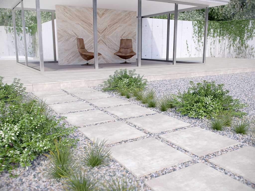 Beton Blanco Porcelain Paver - installed example (representative)