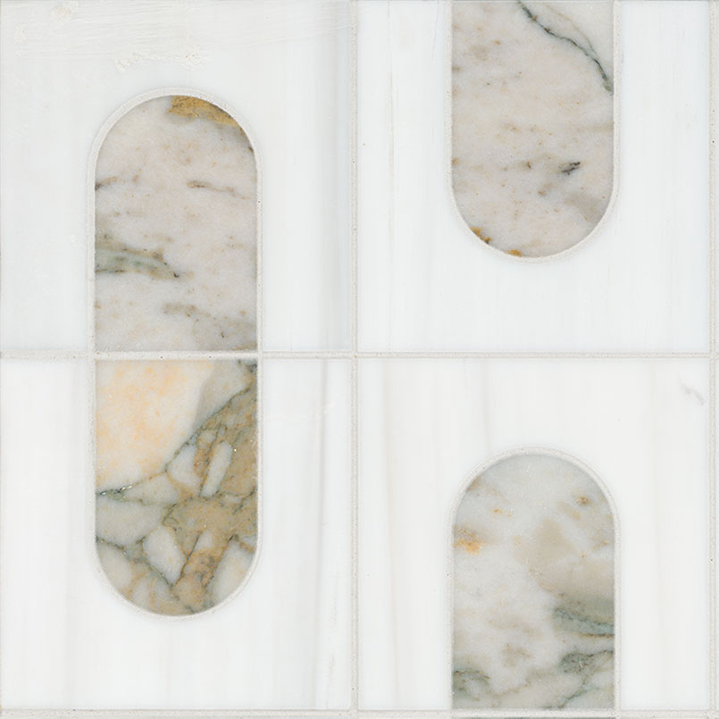 Bianco Dolomite Moderno Polished Marble Mosaic — clean product view — color Dolomite Moderno