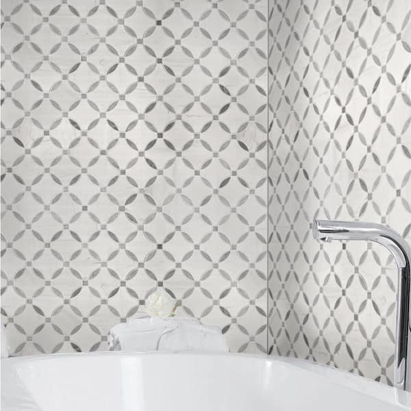 Bianco Dolomite Lola Polished Marble Mosaic product view